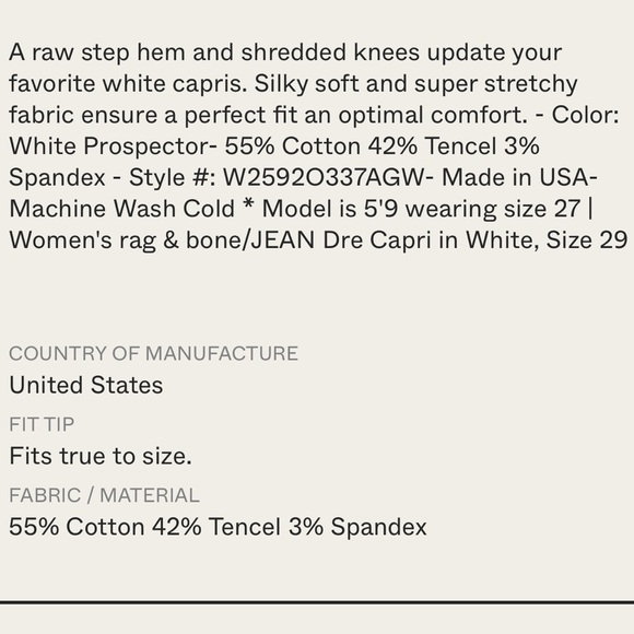 Rag & Bone Dre Capri jean distressed White Prospector 27 - Picture 10 of 12